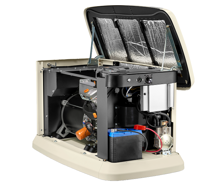 Standby generator installed outside home